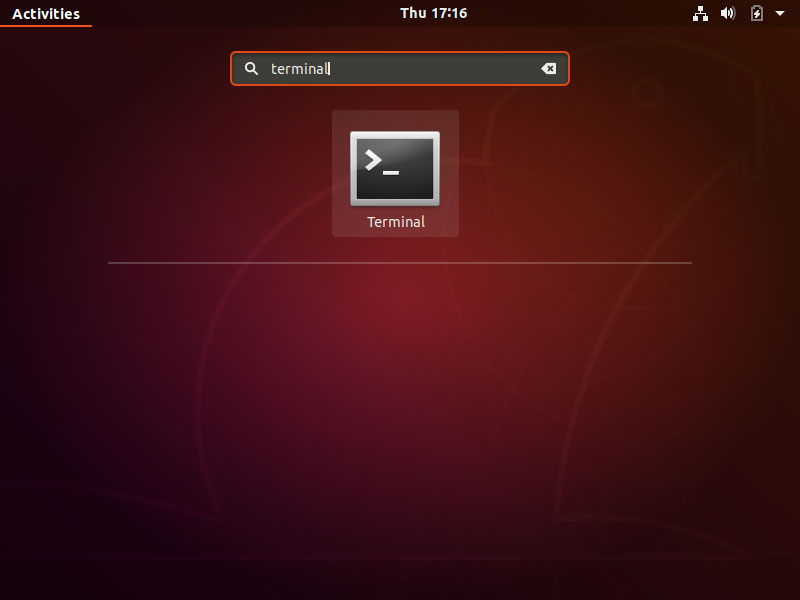 Launch the Terminal application in Ubuntu 18.04