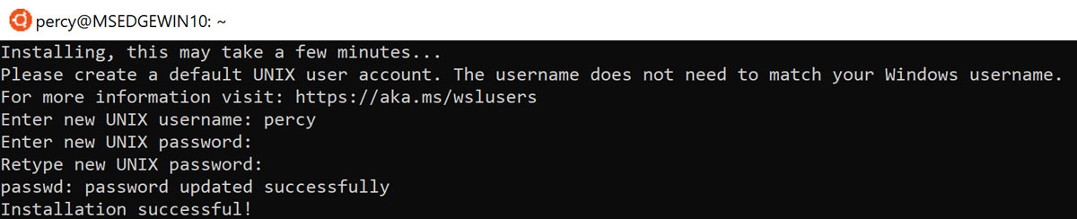 Create a Linux user for Ubuntu 18.04 in WSL on Windows 10