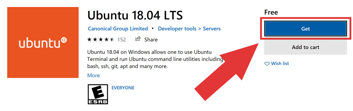 Get Ubuntu 18.04 in the Microsoft Store on Windows 10